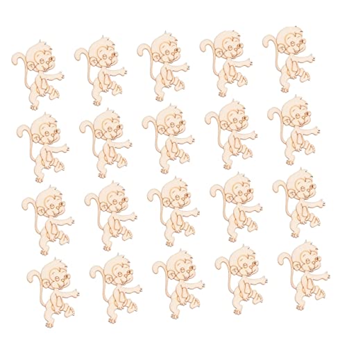 COHEALI 40 Pcs Wood Letters Crafts Wooden Ornaments Unfinished Xmas Table Centerpieces Unfinished Wood Monkey Cutout Shapes Table Top Decor DIY COHEALI