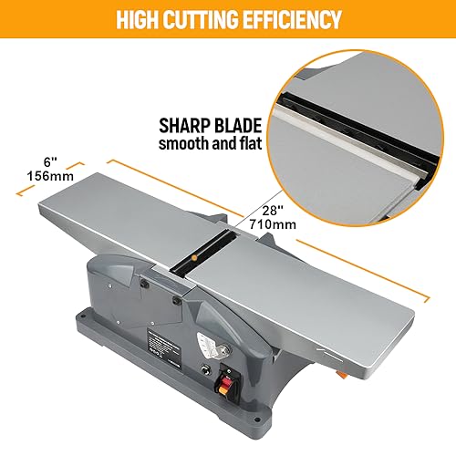 Hoteche 6-Inch Spiral Benchtop Jointer - 10.6-Amp Wood Jointer Machine - WoodArtSupply