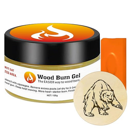 Flame Paste for Wood Burning - Clear - DIY Arts and Crafts Wood Burning Gel for Home or Office - Extra Strength Burn Paste Made in USA - 4 oz Jar 