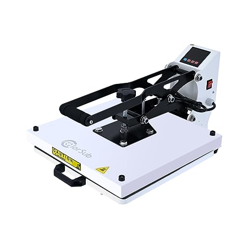 ColorSub Heat Press Machine for T-Shirt 15x15, Digital Industrial Quality Heat Press Machine Clamshell Transfer Sublimation Print Press Machine White - WoodArtSupply