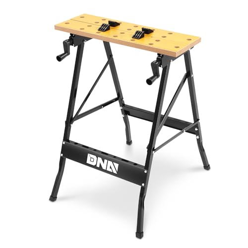 DNA MOTORING Adjustable Workbench - Portable Foldable Multi-Purpose, with Measuring Ruler and Protractor - Ideal for Garage, Home, DIY, and - WoodArtSupply