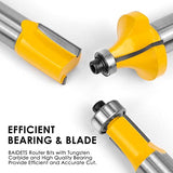 Router Bits Set 1/2 Inch Shank - BAIDETS 12 Pieces 1/2" Tungsten Carbide Router Bits, Woodwork Tools BAIDETS