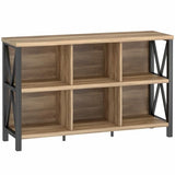 FATORRI Rustic Oak 6-Cube Storage Organizer – Industrial Horizontal Bookshelf with Durable Metal Frame FATORRI