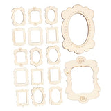 KALLORY 20pcs Small Photo Frame Unfinished Wood Slices Craft Necklace Pendant Unfinished Photo Frames Wood Frames for Crafts Scrapbooking Picture KALLORY