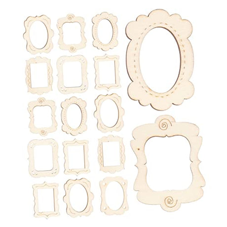 KALLORY 20pcs Small Photo Frame Unfinished Wood Slices Craft Necklace Pendant Unfinished Photo Frames Wood Frames for Crafts Scrapbooking Picture KALLORY
