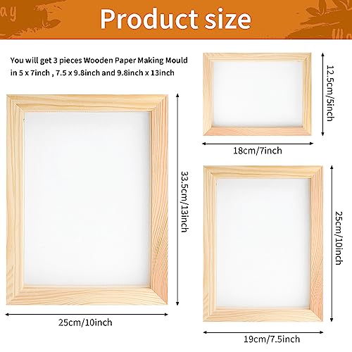 Fansunta 3 Pcs Paper Making Wooden Frame, Paper Making Mould Paper Making Screen, 3 Sizes Wooden Frame for DIY Paper Craft Making(5'' x 7'', 7.5'' x Fansunta