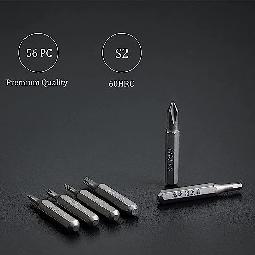 EZARC Precision Screwdriver Set, 57 in 1 Small Screwdriver Magnetic Screwdriver Electronics Repair Tool Kit for Laptop, MacBook, iPhone, Tablet, EZARC