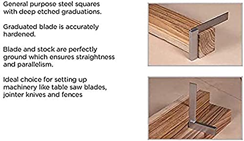Groz 01143 6" Graduated Workshop Steel Square, 0.00028" Squareness Groz