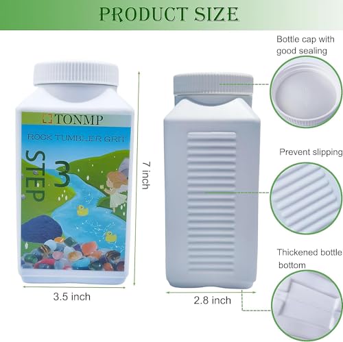 Tonmp 10 LBS Rock Tumbler Grit Set, Rock Tumbler Grit Polish Refill - 4 Step Tumbling Media (Coarse, Medium, Pre-Polished, Final Polish), Rock Tonmp