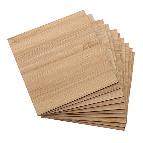 EXCEART Unfinished Craft Wooden Sheets Wood Pieces Blank Bamboo Wood Slices Wooden Square Cutouts for DIY Crafts Painting Staining Coasters 9cm 10Pcs - WoodArtSupply