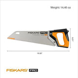 Fiskars Pro Power Tooth Universal Hand Saw - 15" Blade and Safety Sheath - Carpenter Saw - Holiday Gift Construction Tools - Orange/Black Fiskars
