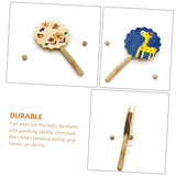 COHEALI 16 Pcs Painting Rattle Bell Rattle Kid Monkey Drum Blank Wood Rattle- Drum Panderetas para Niños Unfinished Wood Crafts Percussion COHEALI