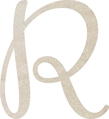5'' Tall Wooden Script Letter R Unfinished, Paintable Kids Cursive Alphabet Monograming, Love is in The Air Font, DIY