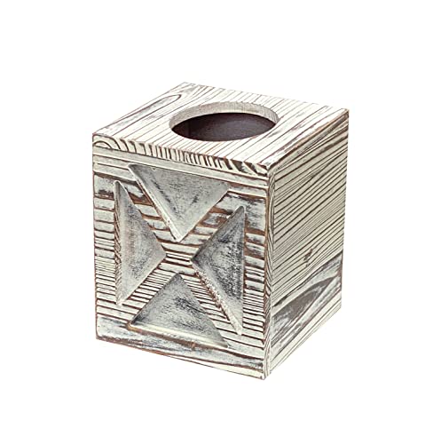 Rustic Wooden Tissue Box Cover Solid Wood Tissue Holders for Bathrooms Home Decoration(6x6x6.9 in) - WoodArtSupply