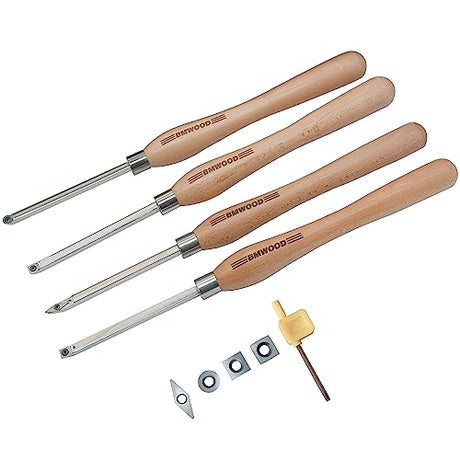 BMWOOD 4PCS Carbide Tipped Chisel Set with 10X10mm Chisel Bar and 320mm Beech Handle… BMWOOD