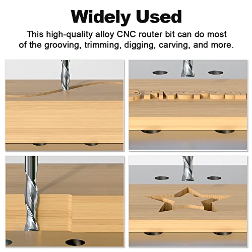 FivePears Up Cut Spiral Router Bit for CNC, 1/4 inch Cutting Diameter and 1 inch Cutting Length 1/4 inch Shank Carbide End Mill Router Bit for Wood - WoodArtSupply