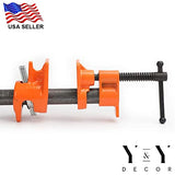 Y&Y Decor 4 PACK 1/2" Wood Gluing Pipe Clamp Set Heavy Duty PRO Woodworking Cast Iron Y&Y Decor