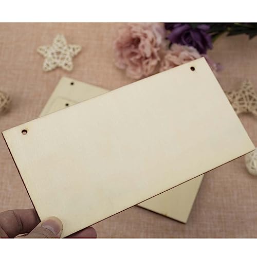 JANOU 3pcs Unfinished Wood Sign Blank Rectangle Hanging Wooden Plaque DIY Craft Project Wood Sign with Rope Door Wall Art Decorative, 3.94x7.87 Inch JANOU