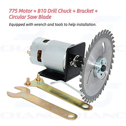 CHANCS 775 Motor DC 12V/24V Table Saw Kit High Power Torque Circular Saw With Saw Blade Chuck And Saw Blade - WoodArtSupply