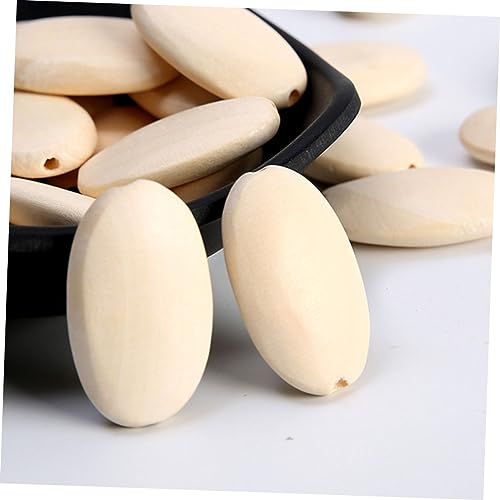 KALLORY 30 Pcs Unfinished Wooden Jewelry Wood Loose Beads Wooden Flat Beads Round Wood Bead Wood Crafts Spacer Bead Wood Beads Charm Pendant Kids KALLORY