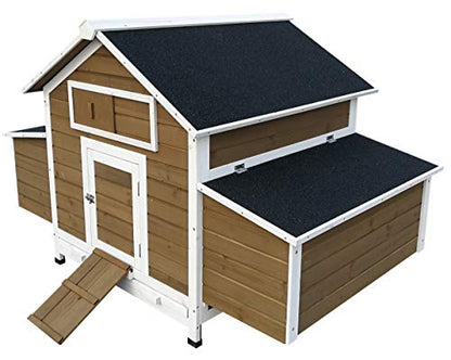 ChickenCoopOutlet Wood Chicken Coop Backyard Hen House 4-8 Chickens with 6 Nesting Box New