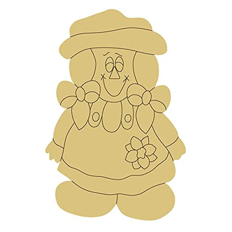Scarecrow Design by Lines Cutout Unfinished Wood Fall Decor Coloring Book Thanksgiving Door Hanger Everyday MDF Shape Canvas Style 7 Art 1 (24") Diverse Woodworking