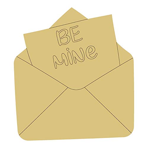 Envelope Design by Lines Cutout Unfinished Wood Valentines Day Be Mine Valentine Door Hanger MDF Shape Canvas Style 1 Art 1 (18") Diverse Woodworking