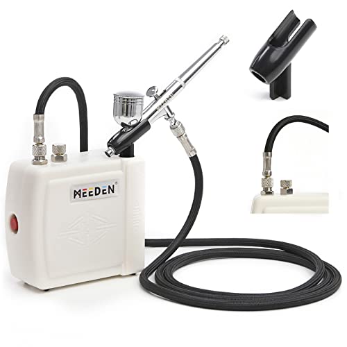 MEEDEN Mini Airbrush Kit, Dual-Action Gravity Feed 0.5mm Airbrush, 12 Colors Airbrush Paint Set, Multi-Purpose Portable Compressor Set for Art Craft, MEEDEN