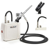 MEEDEN Mini Airbrush Kit, Dual-Action Gravity Feed 0.5mm Airbrush, 12 Colors Airbrush Paint Set, Multi-Purpose Portable Compressor Set for Art Craft, MEEDEN