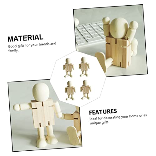 EXCEART 3pcs White Embryo Robot Peg People Kit Unfinished Robot Unfinished Peg Dolls Peg People Toys Blank Peg People Craft Blank Wood Doll Figures EXCEART