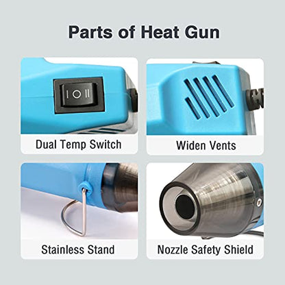 Mini Heat Gun Dual-Temperature 392℉ & 662℉ Hot Air Gun Multi-Purpose Electric Heating Tools Shrink Pen for Crafts, Shrinking PVC, DIY, Embossing, Stripping Paint