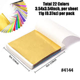 FUNSHOWCASE Imitation Gold Foil Leaf Paper Flakes Metallic Gilding for Epoxy Resin Casting, Nails Art, Crafts, Painting, Jewelry Making 22 Colors FUNSHOWCASE