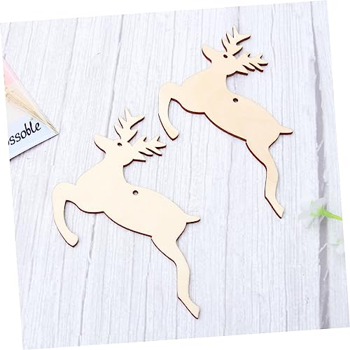 NOLITOY 20 Pcs Wooden Craft Unfinished Wood for Crafts Unfinished Wood Cutouts Unfinished Wood Slices Wooden Decorative Elk Chrismas Wood Slices for