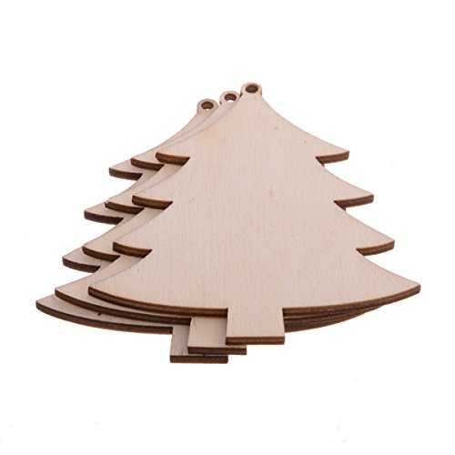 Christmas Wooden Crafts Hanging Ornaments Christmas Tree Decoration Unfinished Wood Cutouts for DIY Blank Slices to Paint (10PCs Christmas Tree - WoodArtSupply