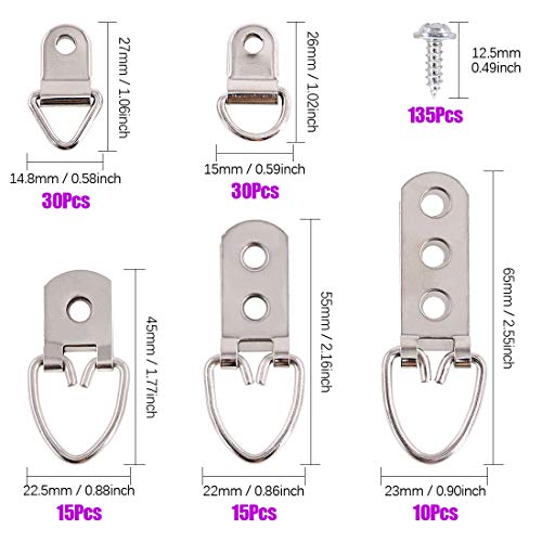 Swpeet 415Pcs Picture Hangers Kit with Screws, Heavy Duty Assorted Picture Hangers Assortment Kit for Picture Hanging Solutions with Transparent Box Swpeet