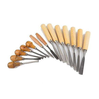 Wood Carving Tools Set of 16 Chisels with Canvas Case,Gouges and Woodworking Chisel Set with Sharpening Stone and Wooden Blocks for Beginners