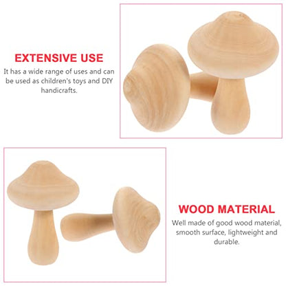 MAGICLULU 10pcs Unfinished Wooden Mushroom Unpainted Wood Mushrooms Set Various Sizes Wooden Mushroom for Arts Projects