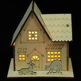 Toyvian 3pcs Christmas Led Light Wooden House with Battery, Unfinished Wooden Christmas Village Mini Houses Micro House Landscape Decors for Toyvian
