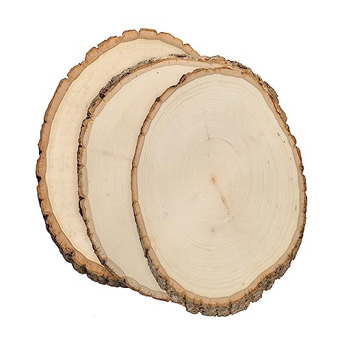 Walnut Hollow Rustic Basswood Round, Medium 7-9" Wide with Live Edge Wood (Pack of 3) - for Wood Burning, Home Décor, and Rustic Weddings - WoodArtSupply