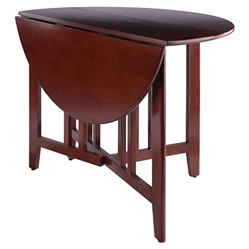 Winsome Wood Alamo, , Double Drop Leaf, Round Table Mission, Walnut, 42-Inch/ 41.97 in x 41.97 in x 29.65 in - WoodArtSupply