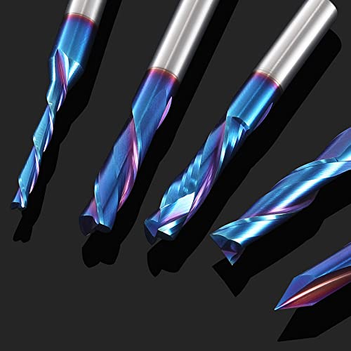 HQMaster CNC Router Bits 1/4 Inch Shank Carving Bit 8 Pcs Set for Wood Detail Profile V Groove Engraving Solid Carbide CNC Router Bit Collection HQMaster