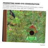 TEHAUX 1 Set Lanyard Birdhouses Pendant Unfinished Arts Kits Bird House Painting Kids Craft Unfinished House Kit Paint House Wind Chime Kit Wind TEHAUX