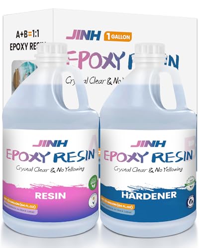 Epoxy Resin 1 Gallon Crystal Clear Fiberglass Table Top Resina Epoxica Transparente Contact Resin That Self Leveling, Fast Curing 1 Gallon 2 Part Epoxy for Coating, Casting Wood, Mix 1:1 Ratio