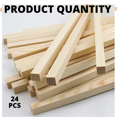 24PCS Basswood Square Wooden Dowels for Crafts 12 x 0.5 inch Wooden Dowel Rods Wood Dowels for Crafting Wood Sticks for Crafts