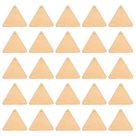 EXCEART 100pcs Wooden Cutouts for Crafts Triangle Wood Cutout Unfinished Painting Wooden Pieces Slices with Hole Pendant Ornaments 40mm EXCEART