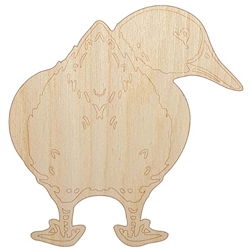 Fluffy Duck Butt Looking Behind Unfinished Wood Shape Piece Cutout for DIY Craft Projects - 1/8 Inch Thick - 4.70 Inch Size Sniggle Sloth