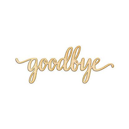 Woodums Goodbye Script Word Wood Sign Home Décor Wall Art for Gallery Wall - Unfinished 12" Wide x 5" Tall