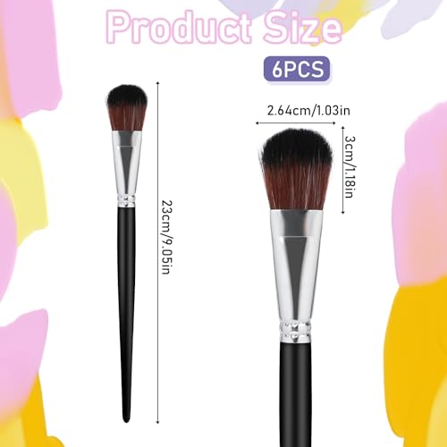 6 Pcs Mop Brush for Acrylic Painting 1 Inch Blending Brush Paint Brushes for Acrylic Painting Oval Mop Acrylic Brush with Wooden Handle for Face and Sliverdew