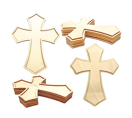 9 Inch 12 Pack Wooden Cross Unfinished Wood Crosses Unpainted Framed Cross for Homemade Crafts Cregugua