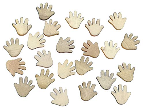 Kinteshun Natural Wood Unfinished Cutout Veneers Slices for Patchwork DIY Crafting Decoration(100pcs,Hand Shape) Kinteshun